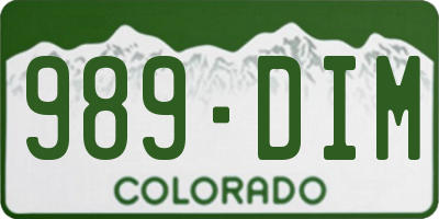CO license plate 989DIM