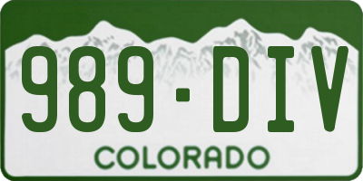 CO license plate 989DIV