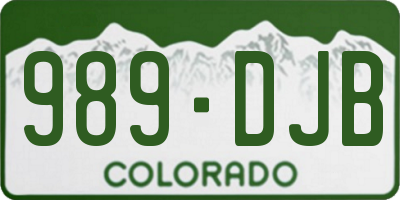 CO license plate 989DJB