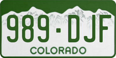 CO license plate 989DJF