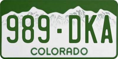 CO license plate 989DKA