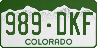 CO license plate 989DKF