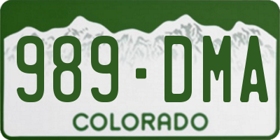 CO license plate 989DMA