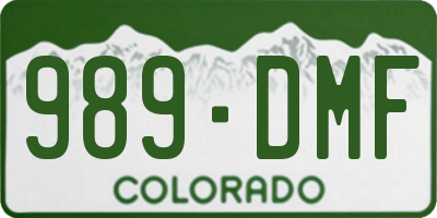 CO license plate 989DMF