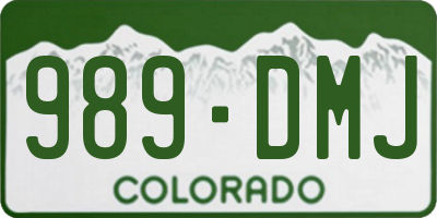 CO license plate 989DMJ