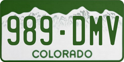 CO license plate 989DMV