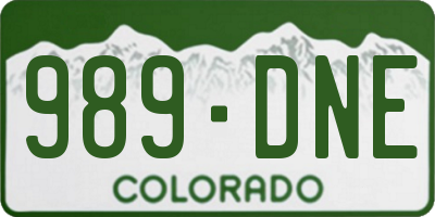 CO license plate 989DNE