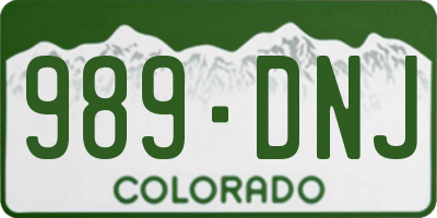 CO license plate 989DNJ