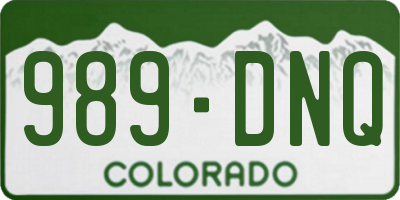 CO license plate 989DNQ