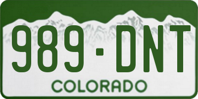 CO license plate 989DNT