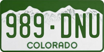 CO license plate 989DNU