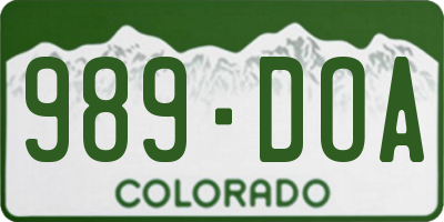 CO license plate 989DOA