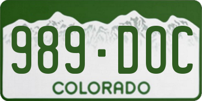 CO license plate 989DOC