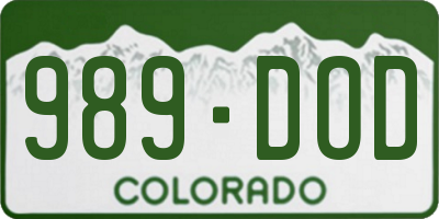 CO license plate 989DOD