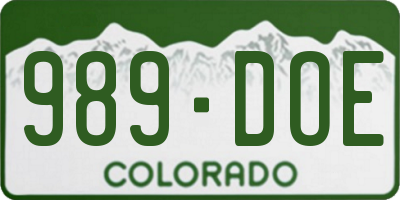 CO license plate 989DOE