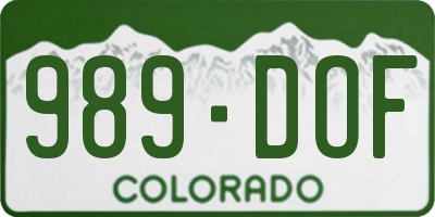 CO license plate 989DOF
