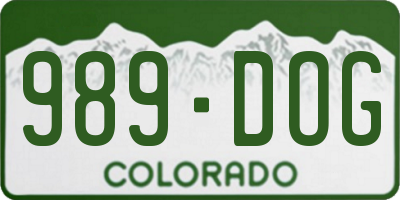 CO license plate 989DOG