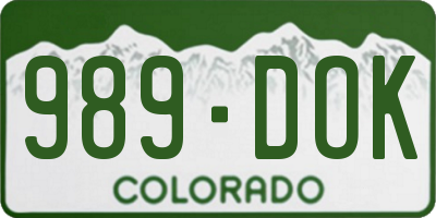 CO license plate 989DOK