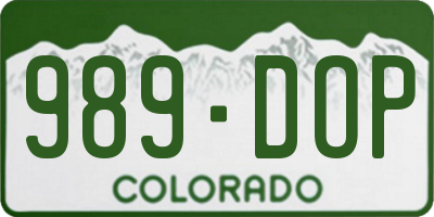CO license plate 989DOP