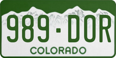 CO license plate 989DOR