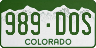 CO license plate 989DOS
