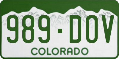 CO license plate 989DOV
