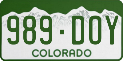 CO license plate 989DOY