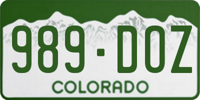 CO license plate 989DOZ