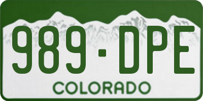 CO license plate 989DPE