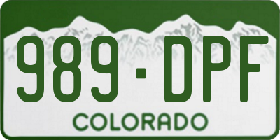 CO license plate 989DPF