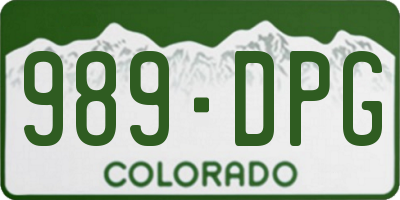 CO license plate 989DPG