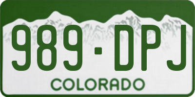 CO license plate 989DPJ