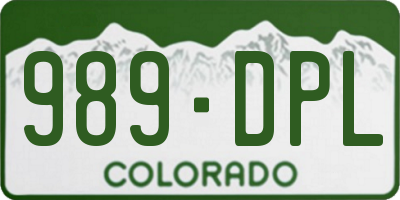 CO license plate 989DPL