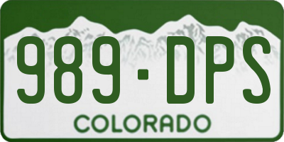 CO license plate 989DPS