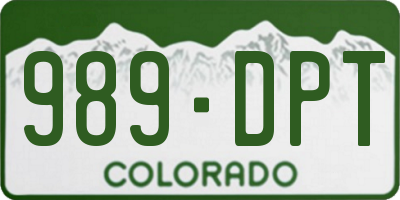 CO license plate 989DPT