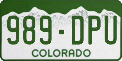 CO license plate 989DPU