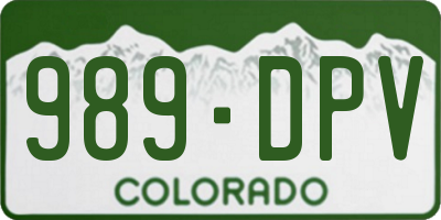 CO license plate 989DPV