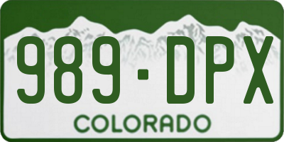 CO license plate 989DPX