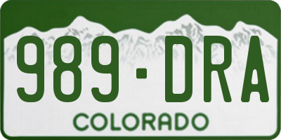 CO license plate 989DRA