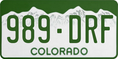 CO license plate 989DRF