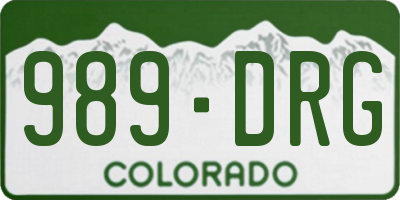 CO license plate 989DRG
