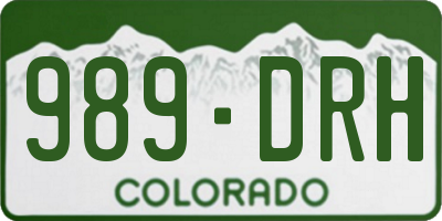 CO license plate 989DRH