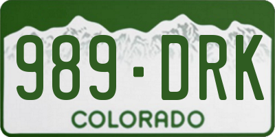 CO license plate 989DRK