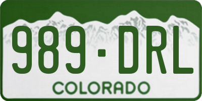 CO license plate 989DRL