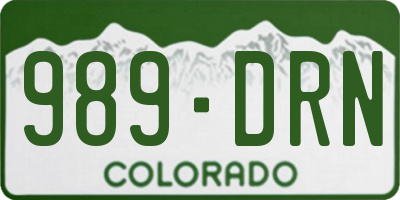 CO license plate 989DRN
