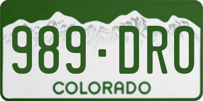 CO license plate 989DRO