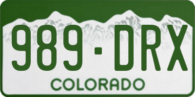 CO license plate 989DRX