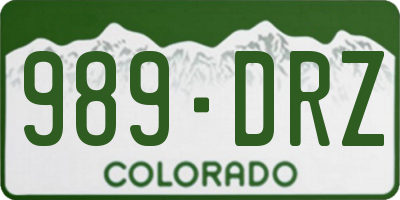 CO license plate 989DRZ