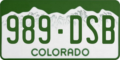 CO license plate 989DSB