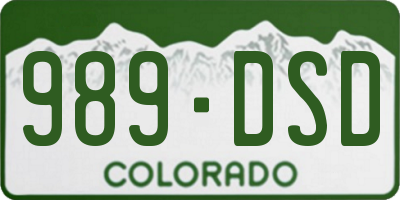 CO license plate 989DSD